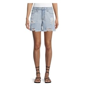 Vanilla Star 90s Boyfriend High Rise Distressed Light Wash Shorts